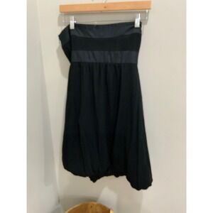 White House Black Market Black Strapless Bubble Hem Dress Size 4